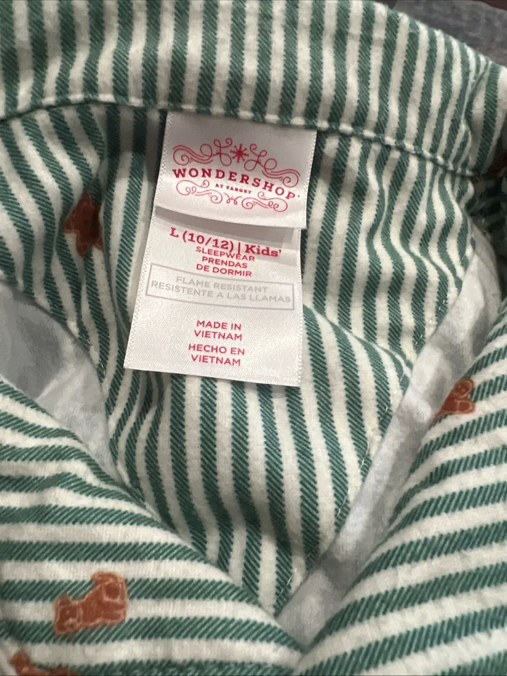 Kids Size L 10-12 holiday Christmas pajama Set Gingerbread Wondershop